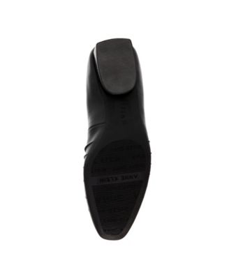 ANNE KLEIN Womens Black Metallic Heel Elastic Heel Padded Pleated Calliope Almond Toe Slip On Flats Shoes M