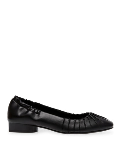 ANNE KLEIN Womens Black Metallic Heel Elastic Heel Padded Pleated Calliope Almond Toe Slip On Flats Shoes 5 M