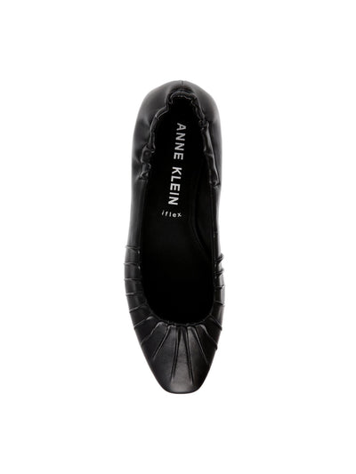 ANNE KLEIN Womens Black Metallic Heel Elastic Heel Padded Pleated Calliope Almond Toe Slip On Flats Shoes 5 M