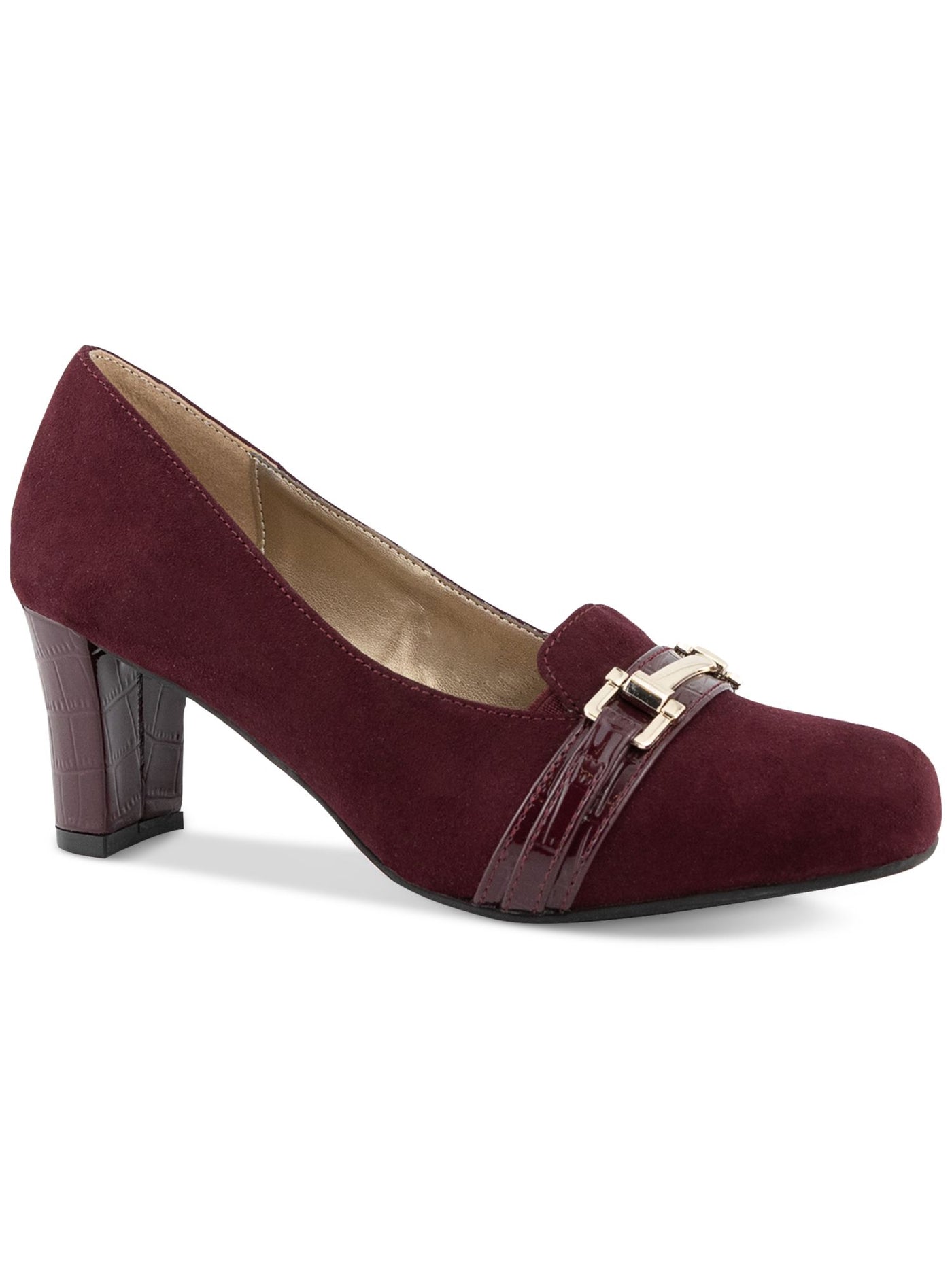 KAREN SCOTT Womens Burgundy Cushioned Penzey Almond Toe Block Heel Slip On Dress Pumps Shoes 8.5 M