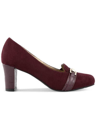 KAREN SCOTT Womens Burgundy Cushioned Penzey Almond Toe Block Heel Slip On Dress Pumps Shoes 5 M