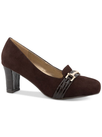 KAREN SCOTT Womens Brown Cushioned Penzey Almond Toe Block Heel Slip On Dress Pumps Shoes 8.5 M