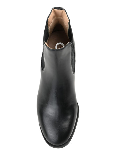 JOURNEE COLLECTION Womens Black Heel Pull-Tab Cushioned Goring Chayse Round Toe Block Heel Chelsea Boot 7 M