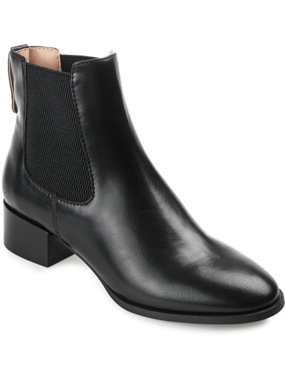 JOURNEE COLLECTION Womens Black Heel Pull-Tab Cushioned Goring Chayse Round Toe Block Heel Chelsea Boot 7 M