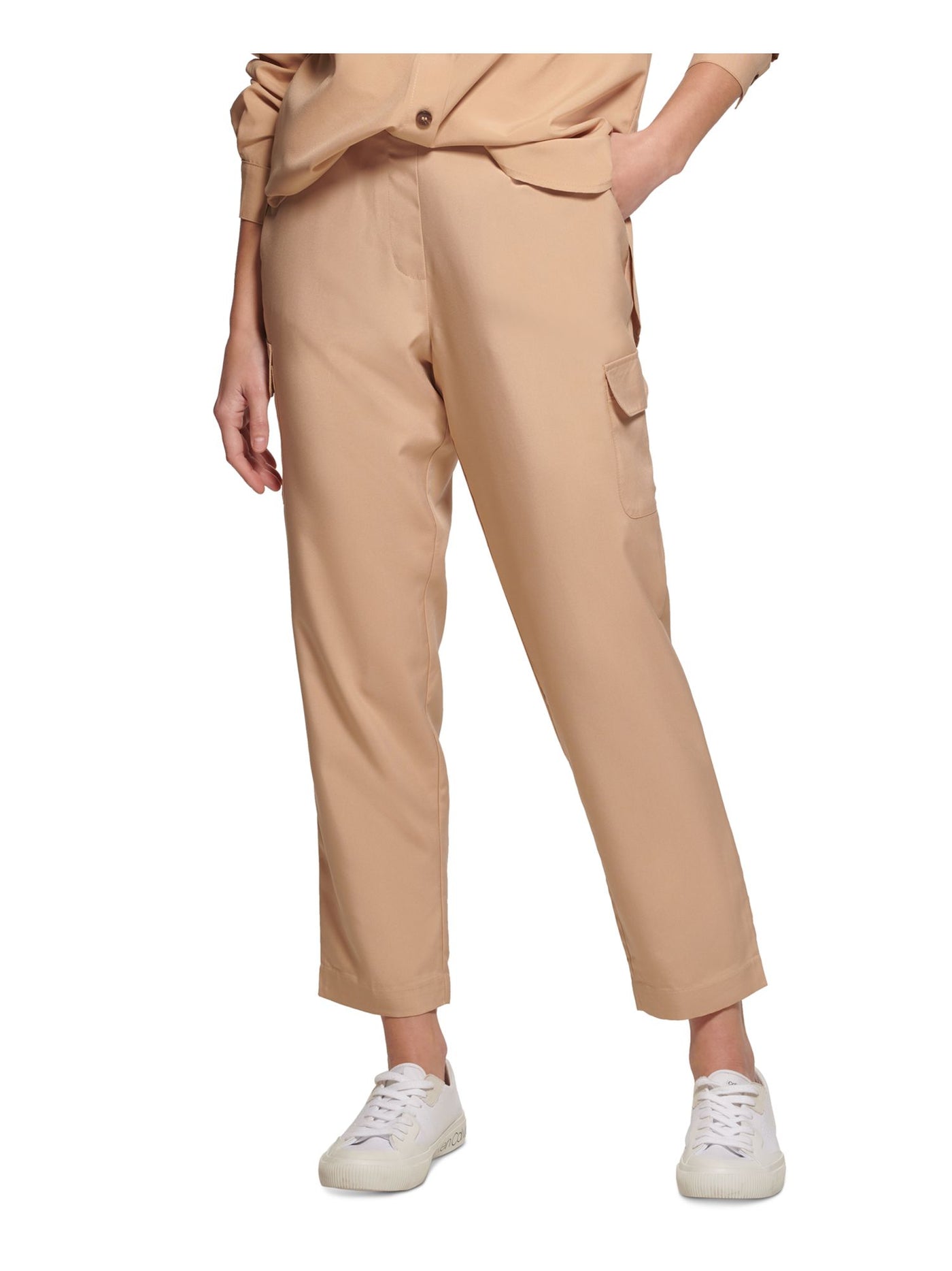 CALVIN KLEIN Womens Beige Pocketed Pull On Cargo Pants L
