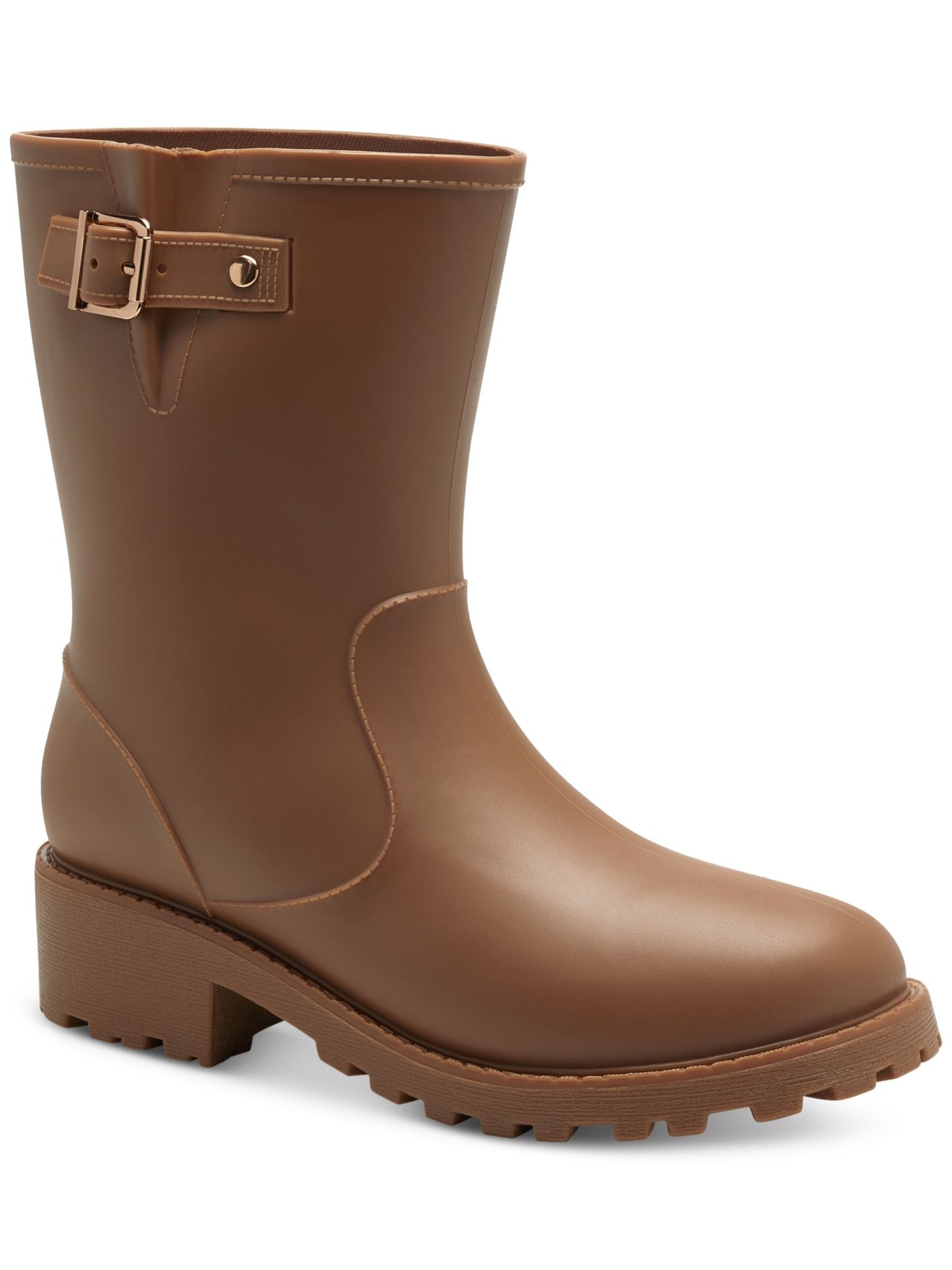 STYLE & COMPANY Womens Brown Lug Sole Removable Insole Buckle Accent Millyy Round Toe Block Heel Rain Boots 7 M