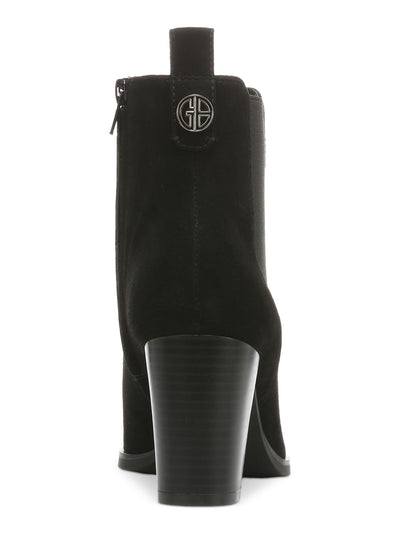 GIANI BERNINI Womens Black Arch Support Logo Hardware Goring Cushioned Brigittie Square Toe Block Heel Zip-Up Booties 8.5 M