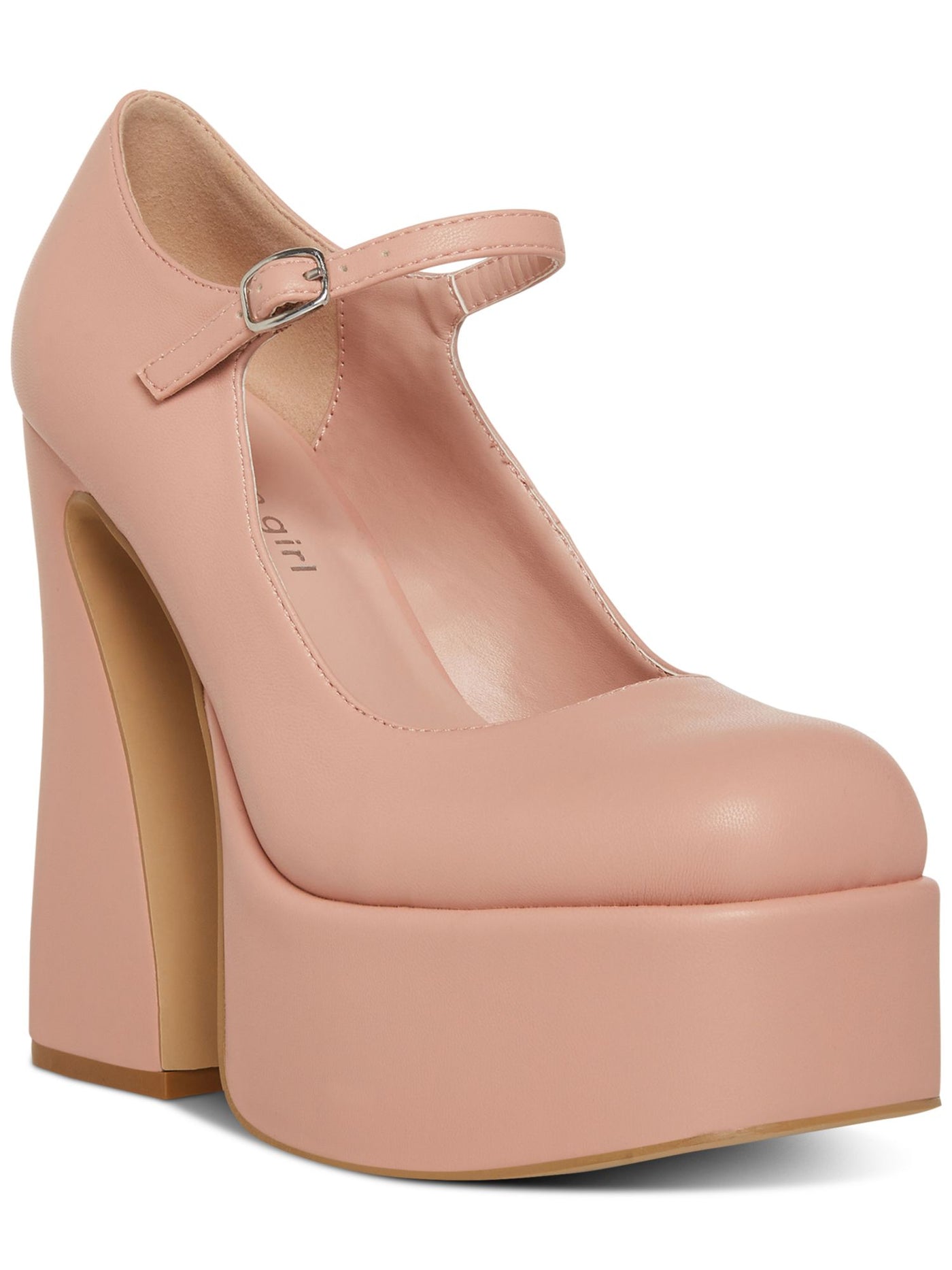 MADDEN GIRL Womens Pink 2 Inch Platform Padded Khloe Square Toe Sculpted Heel Buckle Dress Mary Jane 9.5 M