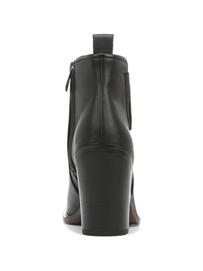 FRANCO SARTO Womens Black Back Pull-Tab Goring Padded Gamble Round Toe Block Heel Zip-Up Leather Booties 8 M