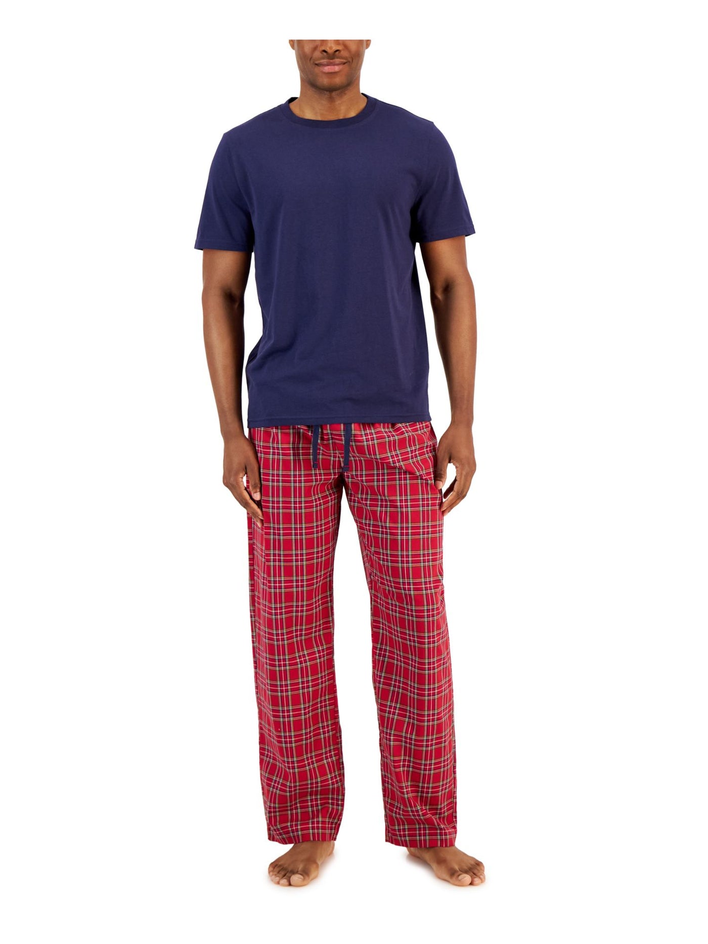 CLUBROOM Mens Navy Drawstring Short Sleeve T-Shirt Top Straight leg Pants Pajamas XXL
