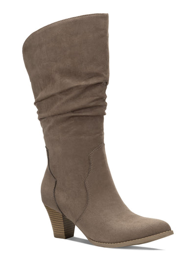 STYLE & COMPANY Womens Beige Comfort Arlenee Almond Toe Block Heel Zip-Up Slouch Boot 9 M