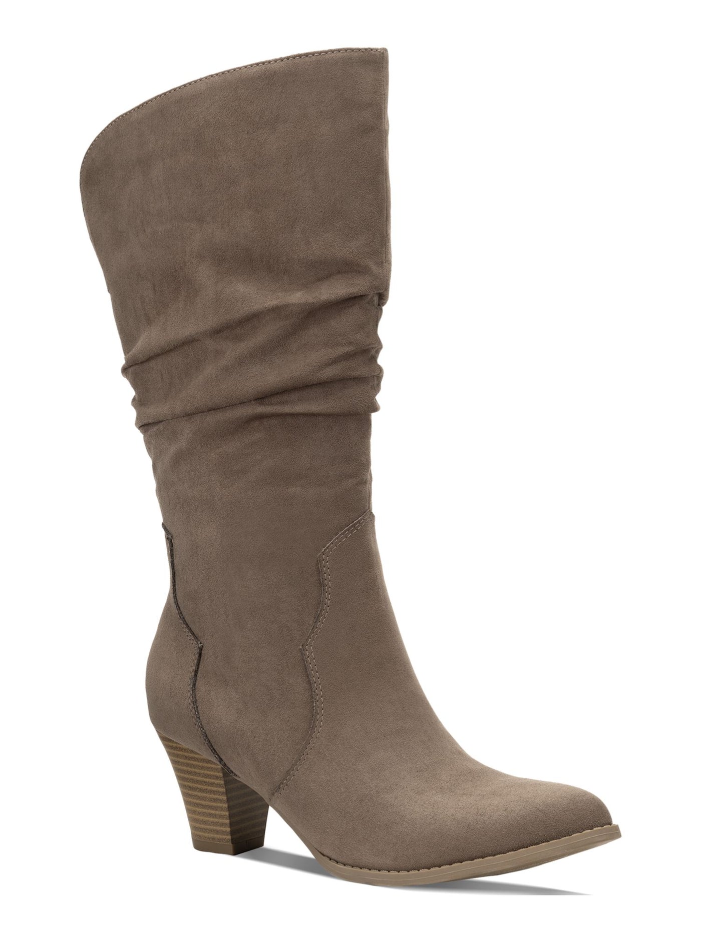 STYLE & COMPANY Womens Brown Comfort Arlenee Almond Toe Block Heel Zip-Up Slouch Boot 6 M