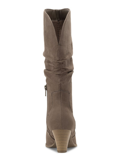 STYLE & COMPANY Womens Beige Comfort Arlenee Almond Toe Block Heel Zip-Up Slouch Boot 10 M