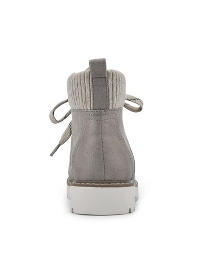 CLIFFS BY WHITE MOUNTAIN Womens Gray Ribbed Cuff Heel Pull-Tab Padded Lug Sole Treaded Connie Round Toe Lace-Up Hiking Boots 10 M