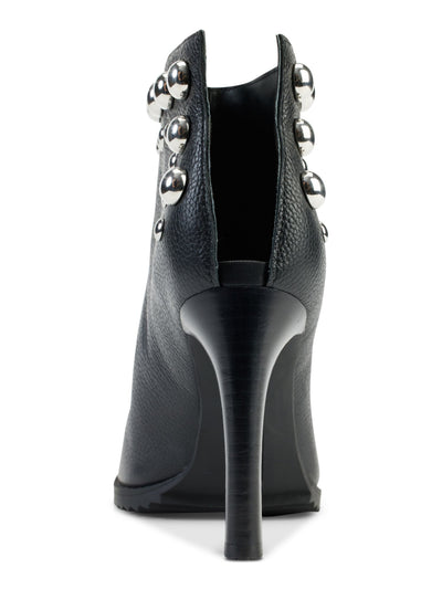 KARL LAGERFELD Womens Black Open Back Studded Padded Bonnie Peep Toe Stiletto Slip On Leather Dress Booties 11 M