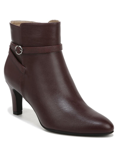 LIFE STRIDE Womens Brown Buckled Faux Lizard Ankle Strap Accent Flex Sole Padded Treaded Guild Almond Toe Block Heel Zip-Up Dress Booties 9 M
