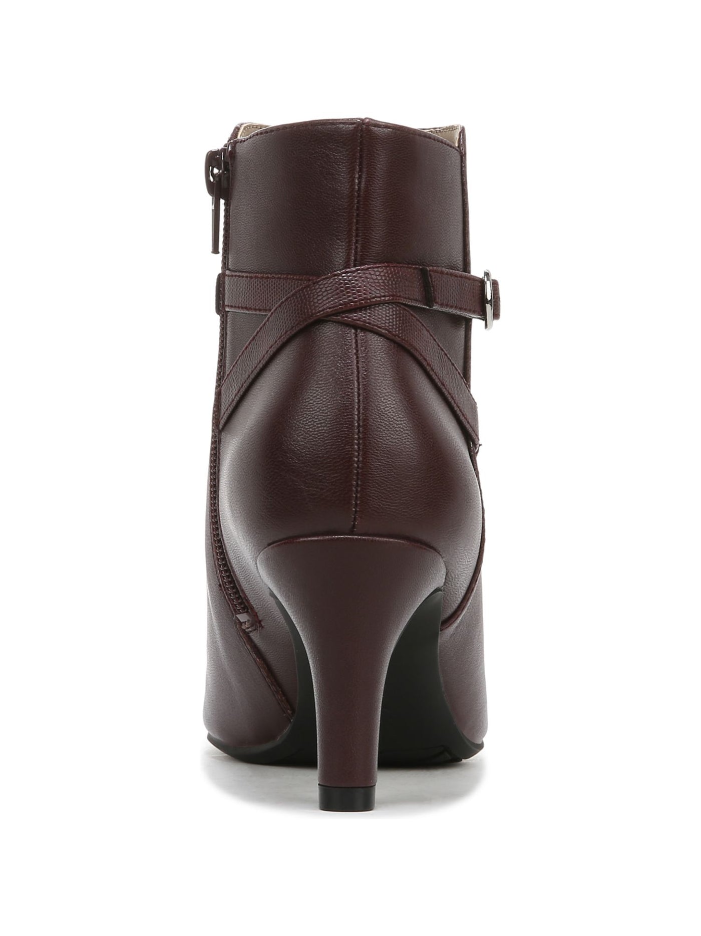 LIFE STRIDE Womens Brown Buckled Faux Lizard Ankle Strap Accent Flex Sole Padded Treaded Guild Almond Toe Block Heel Zip-Up Dress Booties 9 M