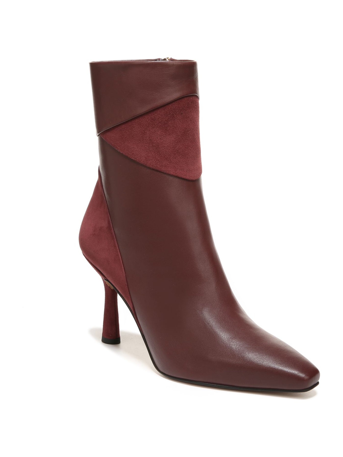 FRANCO SARTO Womens Burgundy Milinda Square Toe Stiletto Zip-Up Leather Dress Boots 7.5 M