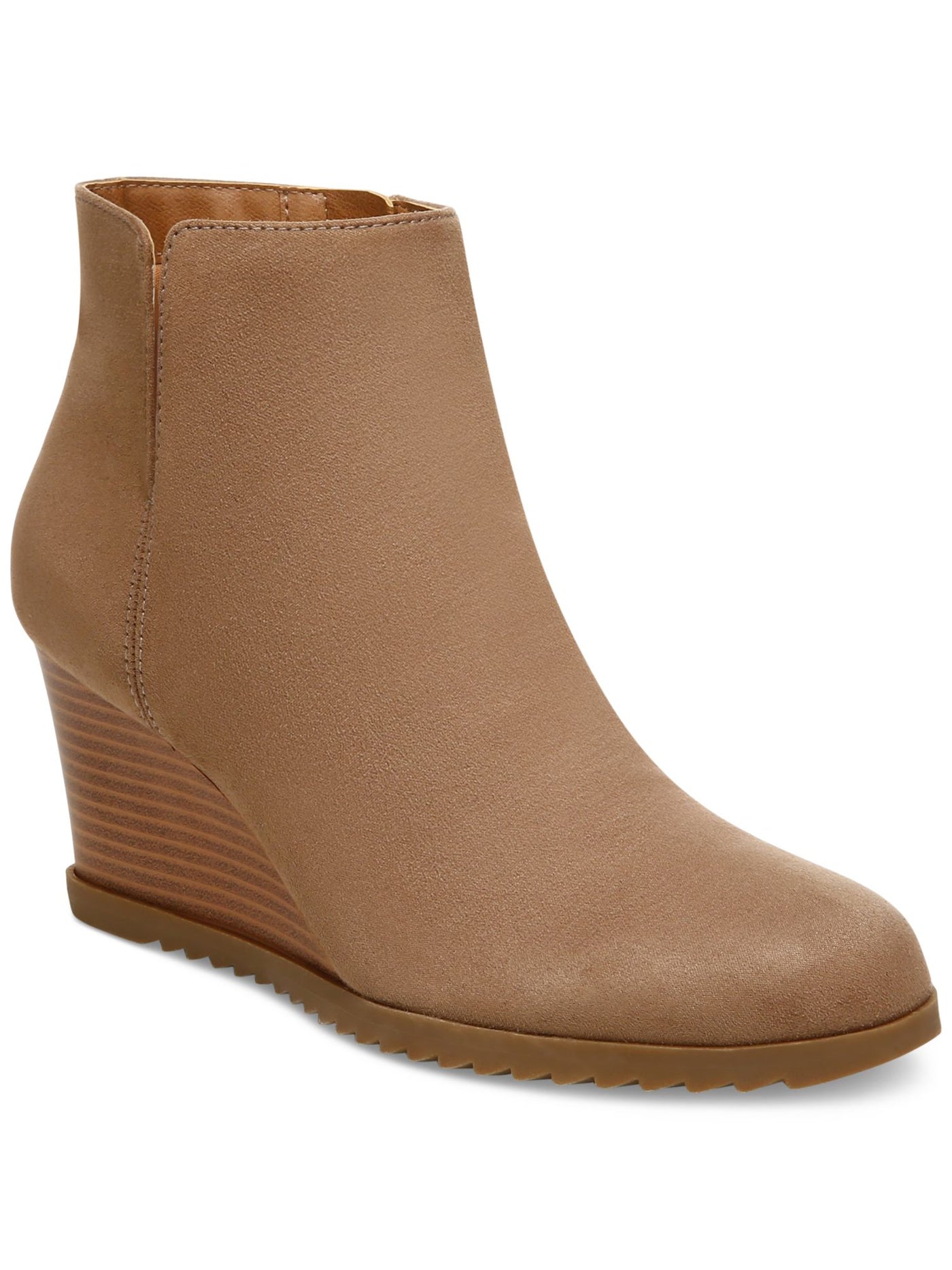 STYLE & COMPANY Womens Beige Cutout Padded Haidynn Round Toe Wedge Zip-Up Booties 9.5 M
