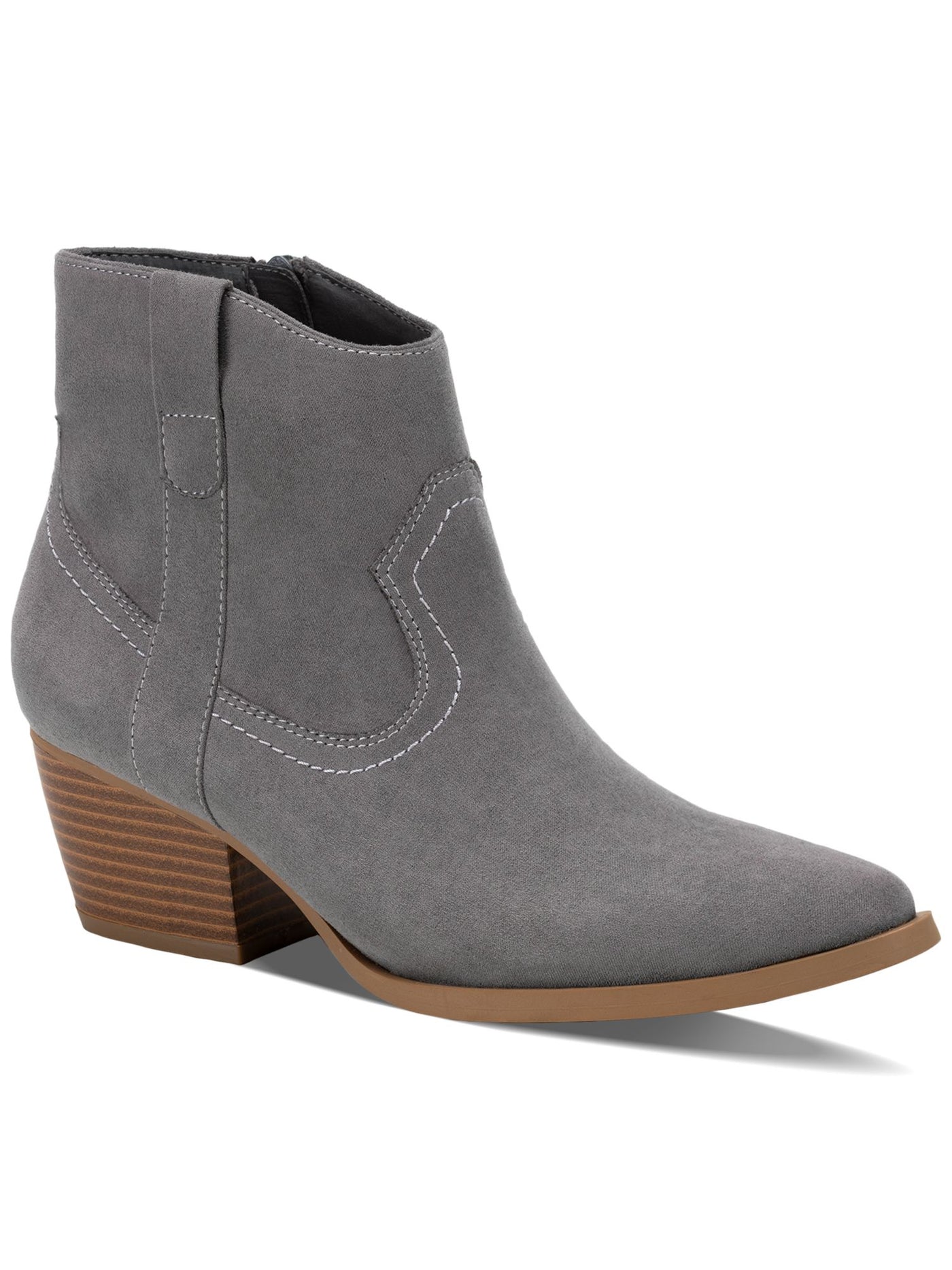 STYLE & COMPANY Womens Gray Cushioned Perriee Almond Toe Block Heel Zip-Up Western Boot 10 M