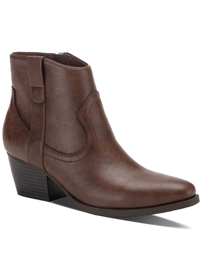 STYLE & COMPANY Womens Brown Comfort Perriee Round Toe Block Heel Zip-Up Western Boot 5.5 M