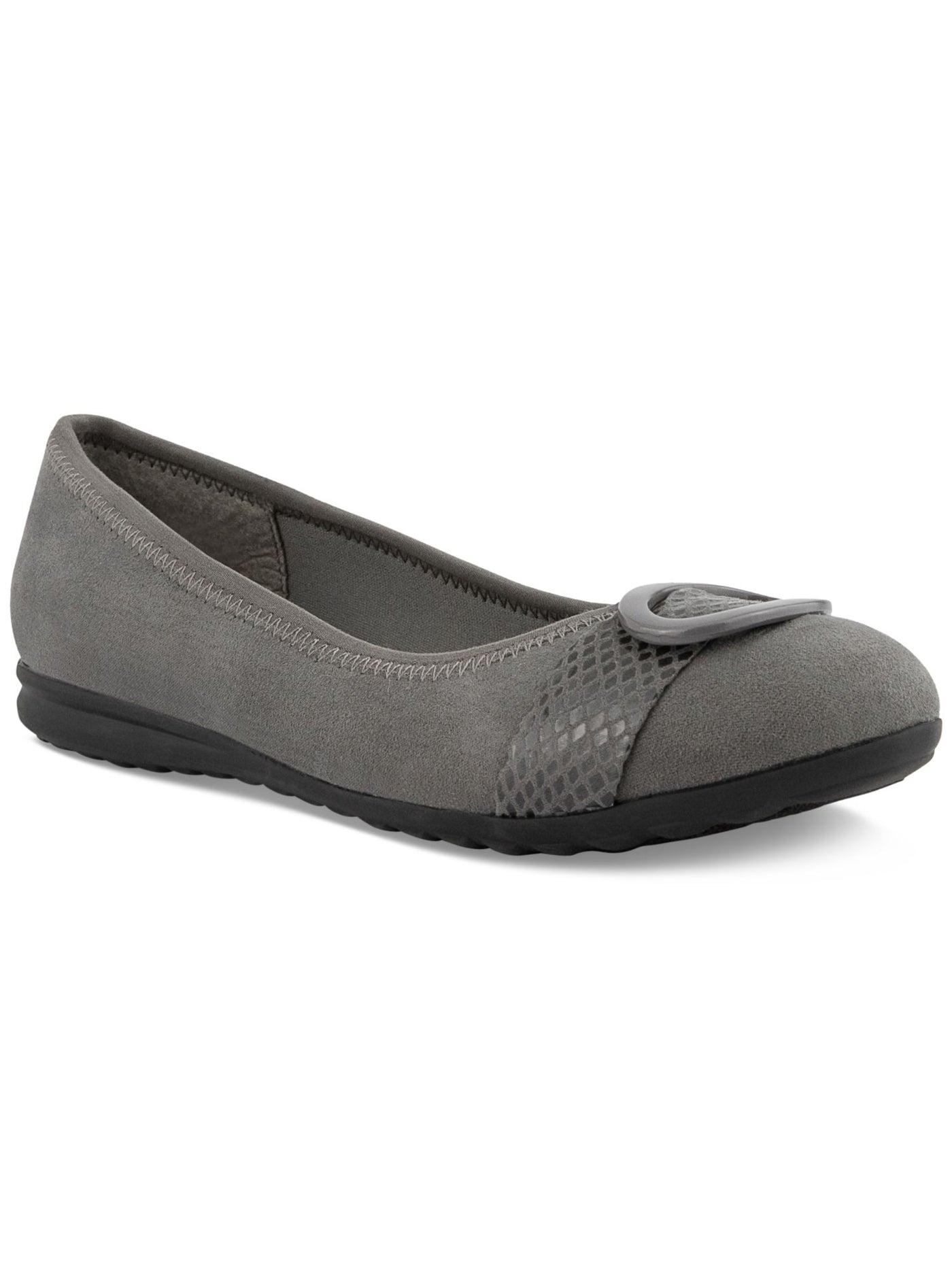 KAREN SCOTT Womens Gray Vamp Strap With Ring Hardware Padded Tashelle Round Toe Slip On Ballet Flats 6.5 M