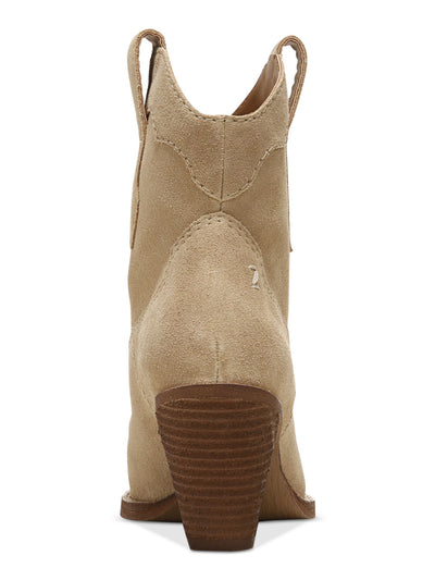 ZODIAC Womens Beige Comfort Roslyn Square Toe Stacked Heel Leather Western Boot 9.5 M