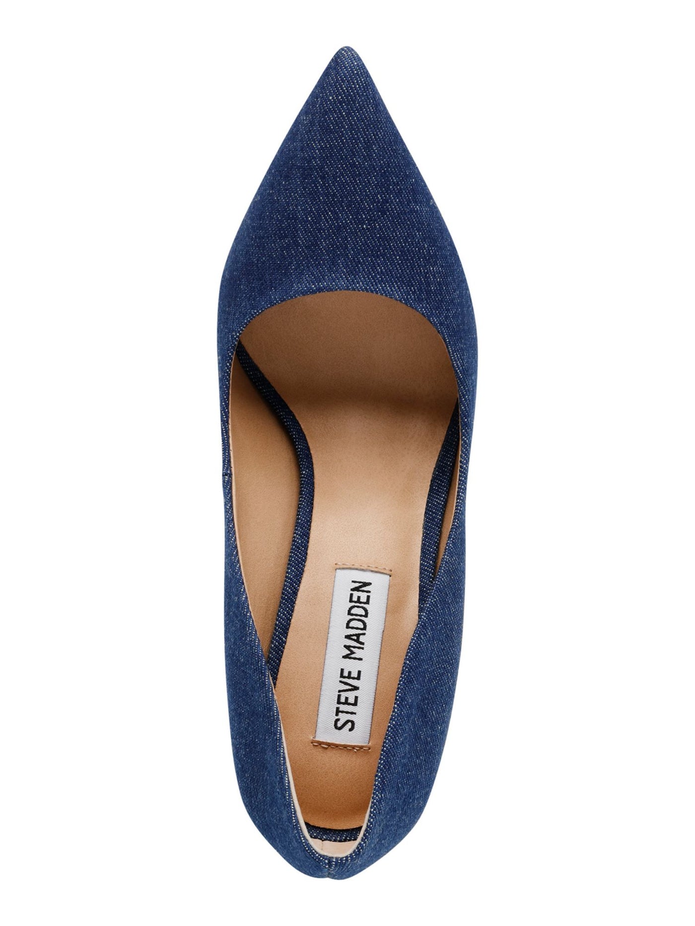 STEVE MADDEN Womens Blue Denim Look Padded Daisie Pointed Toe Stiletto Slip On Pumps Shoes 8 M