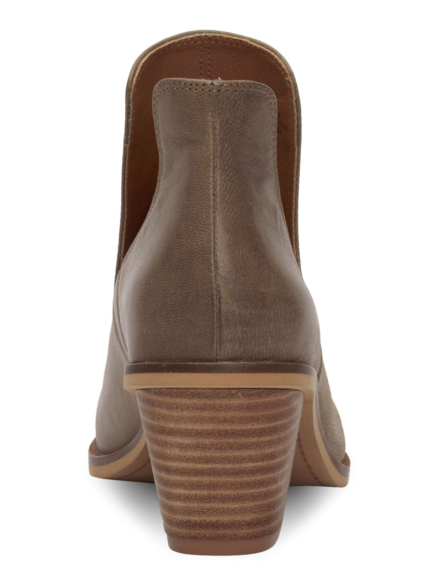 LUCKY BRAND Womens Brown Plunging Side Cutouts Padded Vellida Almond Toe Stacked Heel Slip On Leather Booties 9.5 M