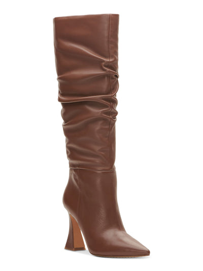 VINCE CAMUTO Womens Brown Cushioned Alinkay Pointy Toe Sculpted Heel Leather Dress Slouch Boot 5 M