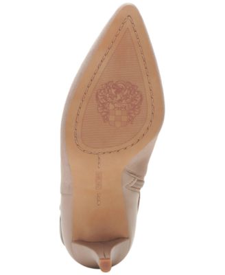 VINCE CAMUTO Womens Beige Comfort Buckle Accent Selmente Almond Toe Stiletto Zip-Up Leather Dress Booties M