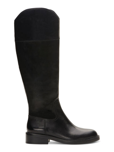 VINCE CAMUTO Womens Black Goring Padded Alfella Round Toe Block Heel Zip-Up Leather Riding Boot 9 M