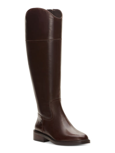 VINCE CAMUTO Womens Brown Goring Padded Alfella Round Toe Block Heel Zip-Up Leather Riding Boot 6.5 M