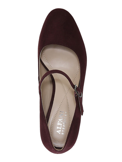 ALFANI Womens Burgundy Mary Jane Comfort Tresta Round Toe Block Heel Buckle Dress Pumps Shoes 7.5 M
