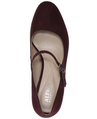 ALFANI Womens Burgundy Mary Jane Comfort Tresta Round Toe Block Heel Buckle Dress Pumps Shoes M