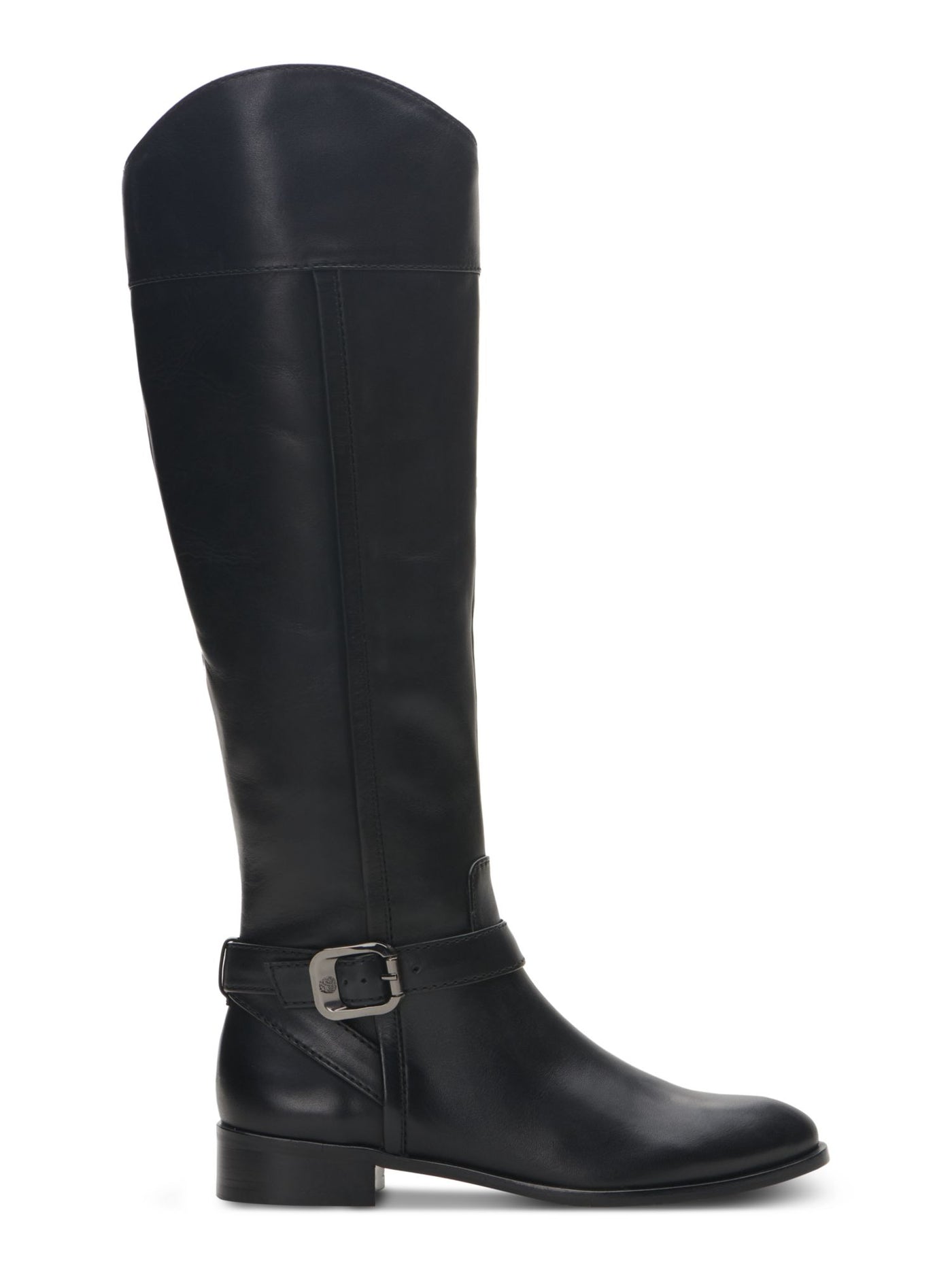 VINCE CAMUTO Womens Black Buckle Accent Ovarlym Round Toe Block Heel Leather Riding Boot 7 M