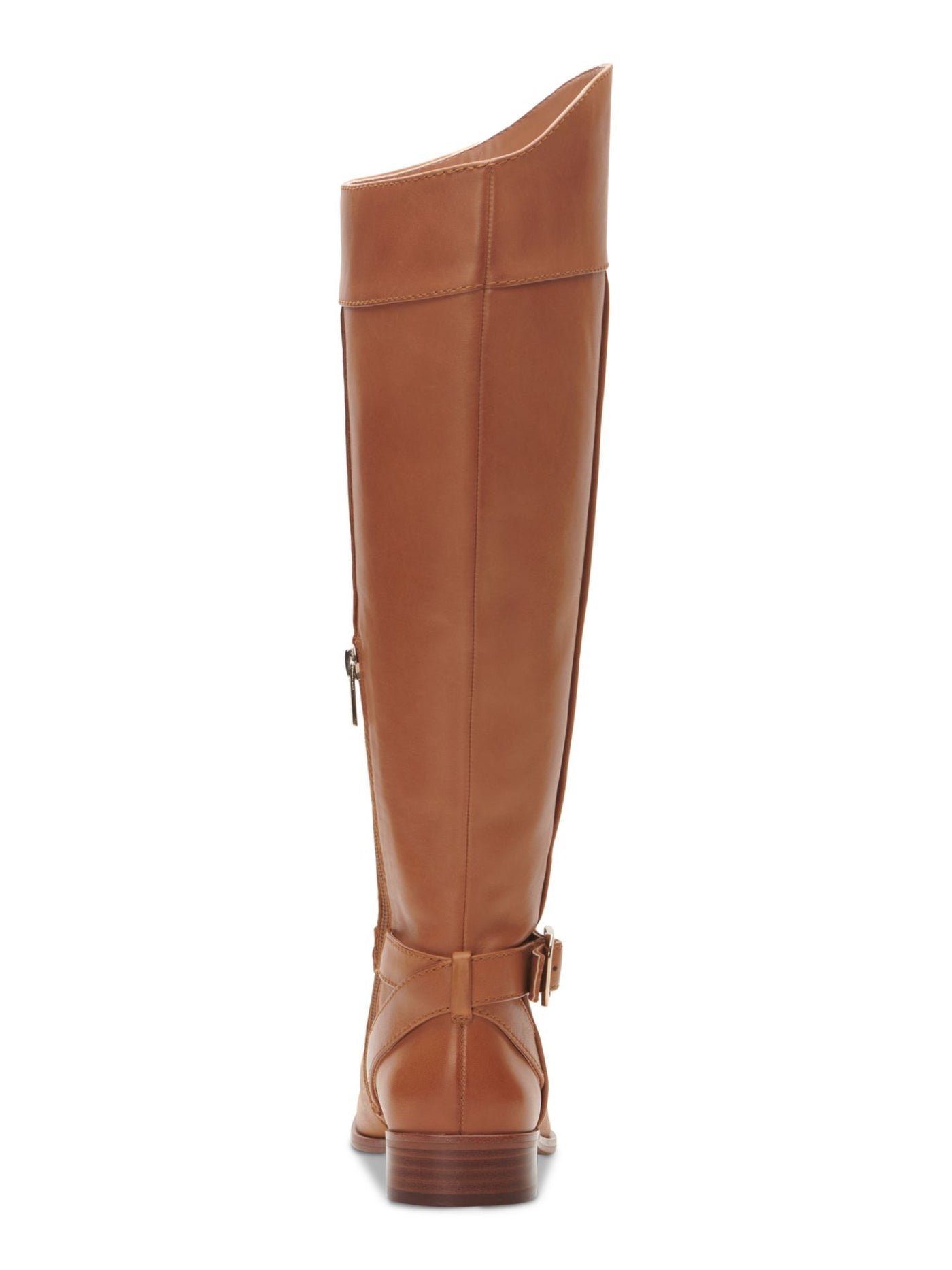 VINCE CAMUTO Womens Beige Buckle Accent Ovarlym Round Toe Block Heel Leather Riding Boot 6.5 M