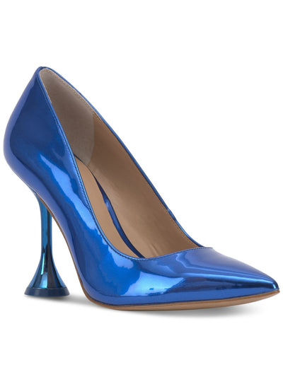 INC Womens Blue Comfort Savitri Pointed Toe Flare Slip On Dress Pumps Shoes 9 M