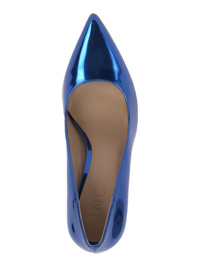 INC Womens Blue Comfort Savitri Pointed Toe Flare Slip On Dress Pumps Shoes 9 M