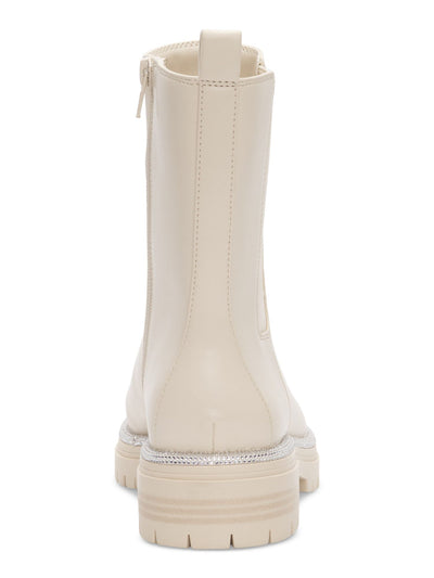 INC Womens Ivory Padded Pull Tab Embellished Goring Brycin Round Toe Block Heel Zip-Up Dress Booties 7.5 M