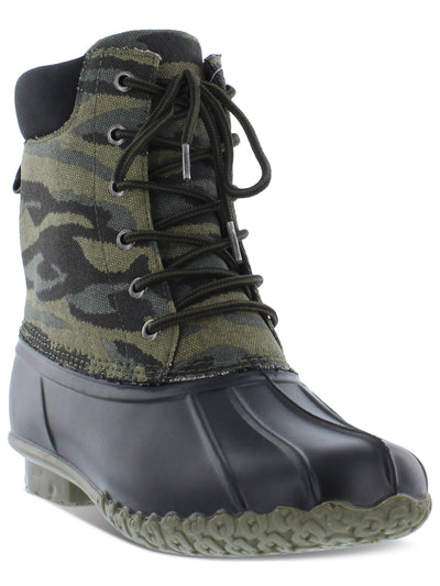 WEATHERPROOF VINTAGE Mens Green Camouflage Mixed Media Pull Tab Waterproof Adam Ll Round Toe Lace-Up Duck Boots 10 M