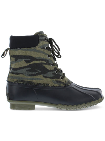 WEATHERPROOF VINTAGE Mens Green Camouflage Mixed Media Pull Tab Waterproof Adam Ll Round Toe Lace-Up Duck Boots 13 M