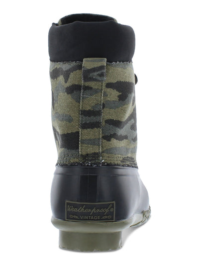 WEATHERPROOF VINTAGE Mens Green Camouflage Mixed Media Pull Tab Waterproof Adam Ll Round Toe Lace-Up Duck Boots 10 M