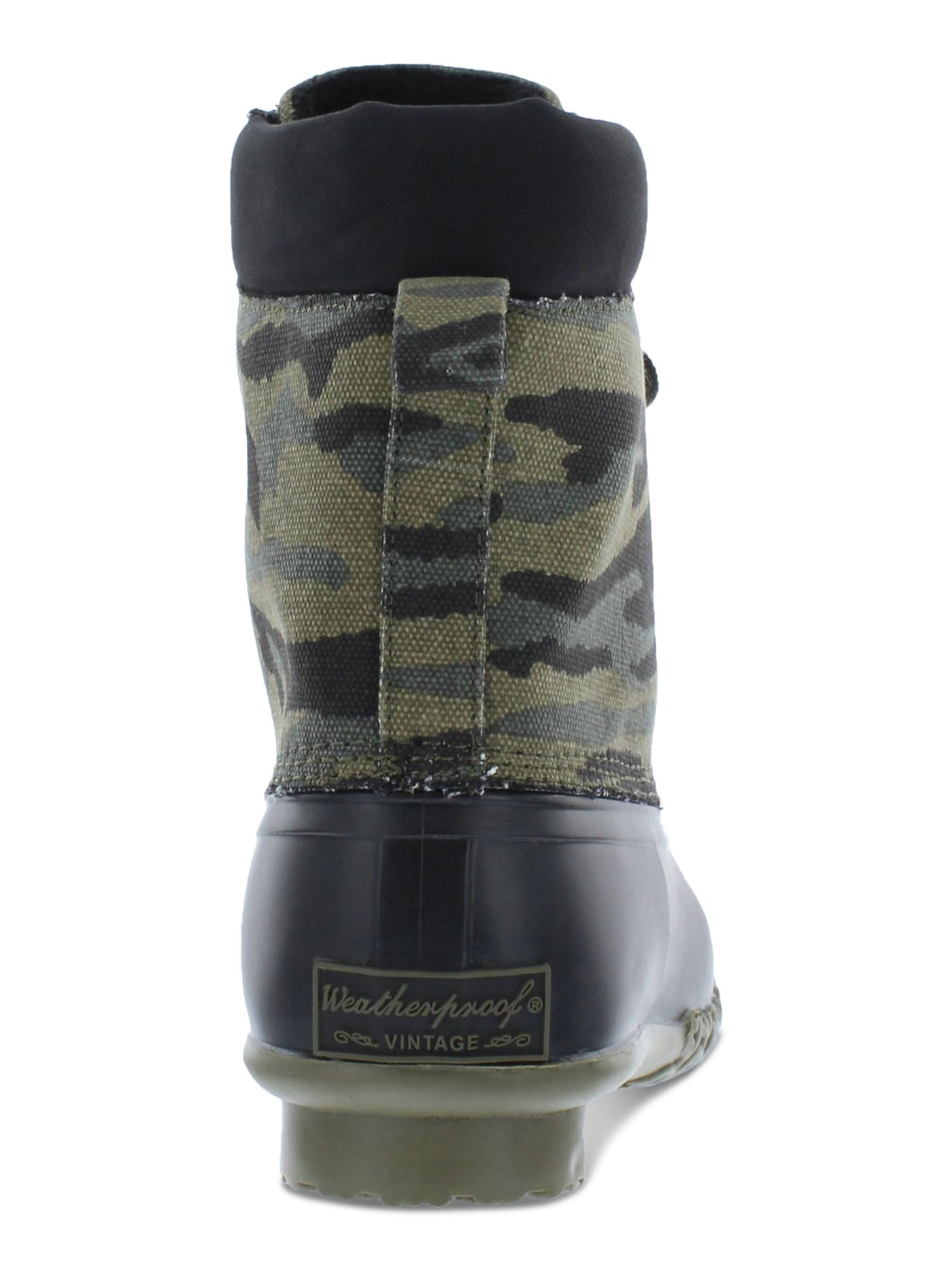 WEATHERPROOF VINTAGE Mens Green Camouflage Mixed Media Pull Tab Waterproof Adam Ll Round Toe Lace-Up Duck Boots 9 M