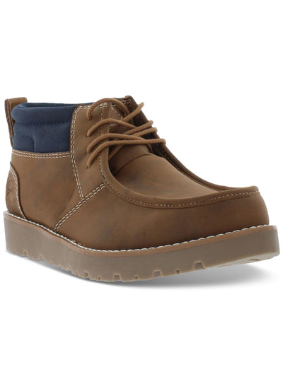 WEATHERPROOF VINTAGE Mens Tan Brown Pull Tab Padded Chester Round Toe Platform Lace-Up Chukka Boots 8 M