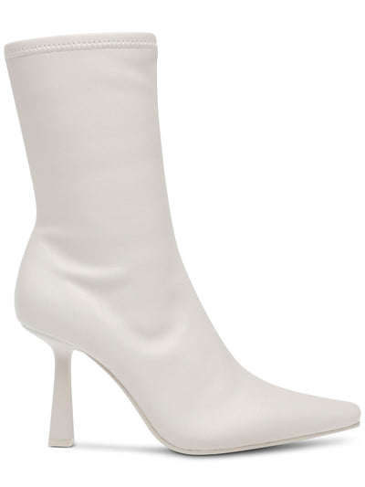 STEVE MADDEN Womens Ivory Stretch Vakay Pointed Toe Stiletto Zip-Up Booties 10 M