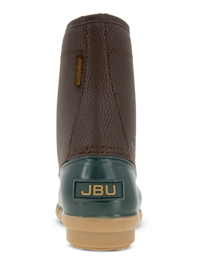 JBU Mens Dark Brown Mixed Media Waterproof Padded Maine Round Toe Block Heel Lace-Up Duck Boots 10 M