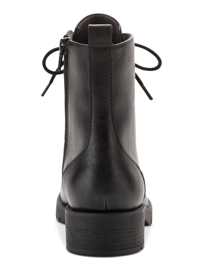 SUN STONE Womens Black Lace-Up Padded Frankiee Round Toe Block Heel Zip-Up Combat Boots 5.5 M