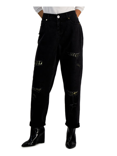 INC DENIM Womens Black Zippered Pocketed High Waist Jeans 8\29