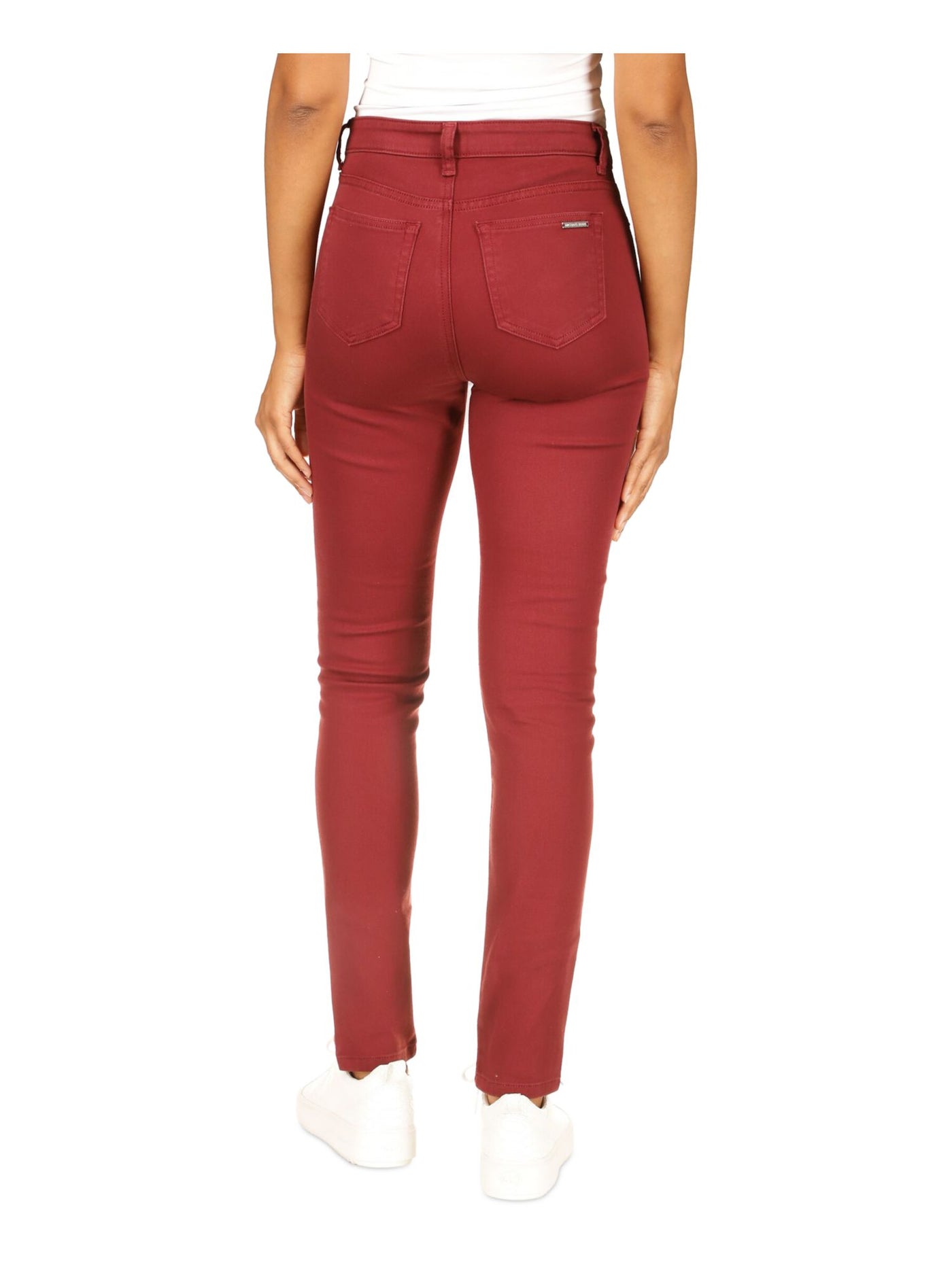 MICHAEL MICHAEL KORS Womens Red Zippered Pocketed Skinny High Waist Jeans Petites 2P